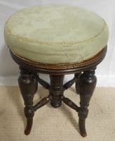 Victorian Circular Top Adjustable Height Mahogany Piano Stool
