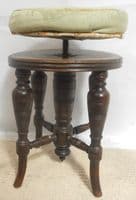 Victorian Circular Top Adjustable Height Mahogany Piano Stool