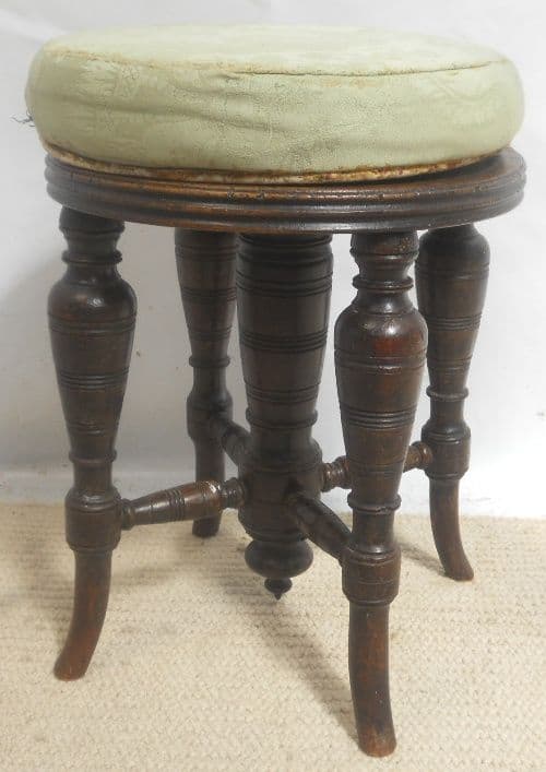Victorian Circular Top Adjustable Height Mahogany Piano Stool