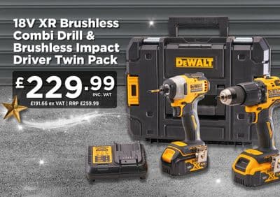 DEWALT Combi Drill & Impact Driver Twin Pack, 1 x 4.0Ah & 1 x 5.0Ah Li-Ion 18V