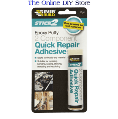 EVERBUILD STICK 2 SUPER EPOXY PUTTY AQUA WATERPROOF REPAIR ADHESIVE 50G