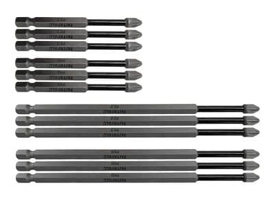Faithfull Long Impact Bit Set, 12 Piece