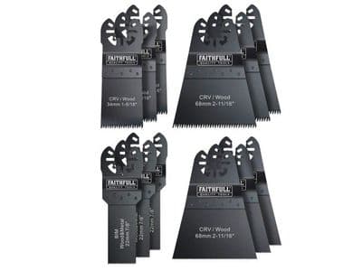 Faithfull Multi-Function Tool Blade Set in Case, 12 Piece