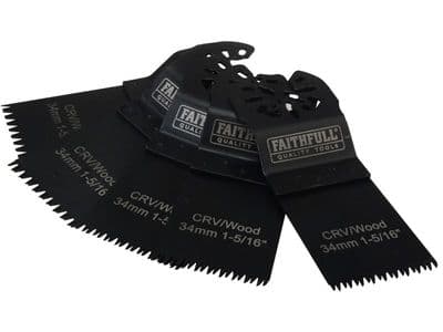 Faithfull Multi-Functional Flush Wood Blade 34mm, Bulk Pack 5