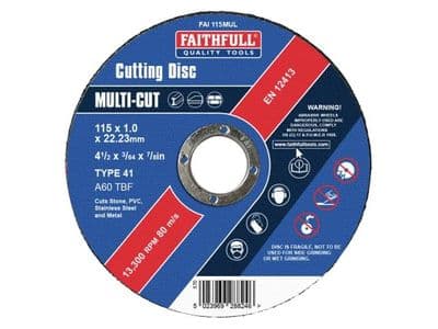 Faithfull Multi-Purpose Cutting Discs in Tin 115 x 1.0 x 22.23mm