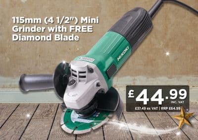 HiKOKI G12STX/J5 Angle Grinder 115mm 600W 240V + FREE Diamond Blade