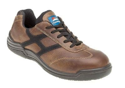 Himalayan Brown Metal Free Leather Safety Trainers with Midsole