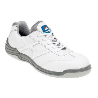 Himalayan White Metal Free Leather Safety Trainers with Midsole