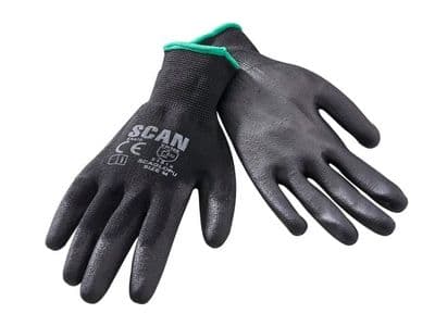 SCAN Black PU Coated Gloves Pack of 5