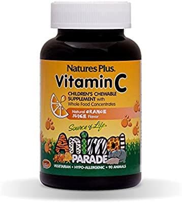 Natures Plus Animal Parade Vitamin C Childrens Chewable Supplement 90 Animal Tablets