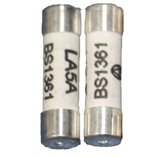 2 x 5 amp Consumer Unit or Fusebox Cartridge Fuses BS1361 C55 (LA5)
