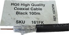 40m Black RG6 High Quality Coax Cable TV Coaxial Cable