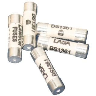 5 x 5 AMP Consumer Unit or FuseBox Cartridge Fuses BS1361 C55 (LA5)
