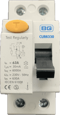 BG RCD CUR6330 63A 30mA IEC EN 61008 Type AC RCD for BG Consumer Units