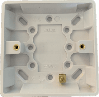Click CMA080 1 Gang Slim Surface Switch Pattress Moulded Back Box White