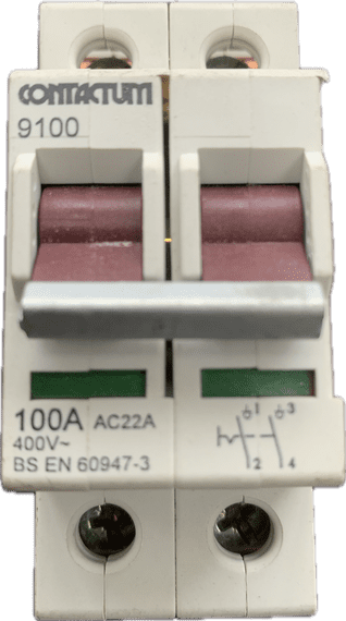 Contactum 9100 100A DP Main Switch Isolator Disconnector AC22 For Contactum Consumer Units