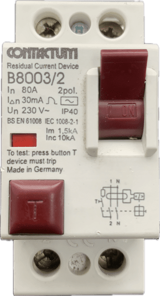 Contactum B8003/2 80A 30ma IEC/EN 61008 Type AC RCD for Contactum Consumer Units