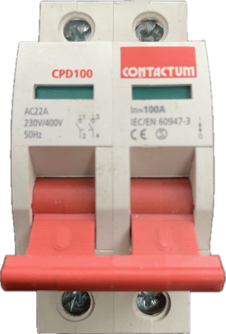 Contactum CPD100 100A DP Main Switch Disconnector Isolator for Contactum Consumer Units