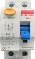 Contactum CPR63 63A 30ma IEC/EN 61008 Type AC RCD for Contactum Consumer Units