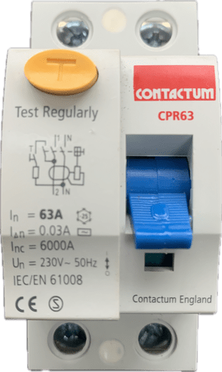 Contactum CPR63 63A 30ma IEC/EN 61008 Type AC RCD for Contactum Consumer Units