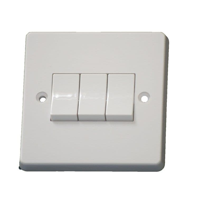 Crabtree 4173 3 Gang 2 Way Light Switch Plate Switch White 10 amp