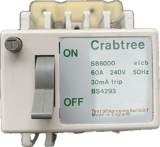 Crabtree SB6000 ELCB 60A 30mA Trip BS4293 Fully Working and Tested