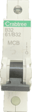 Crabtree Starbreaker MCB 32A Type B 61/B32 BSEN 60898 6kA Push Fit Busbar System Circuit Breaker