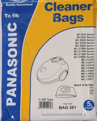 Dust Bags for Panasonic Cylinder Vacuum Cleaner C20E MCE60 MCE650