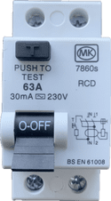 MK 7860s RCD 63A 30mA BS EN 61008 Type AC for MK Sentry Consumer Units