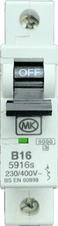MK MCB B16 16amp 5916s Sentry Type B 6kA BS EN 60898
