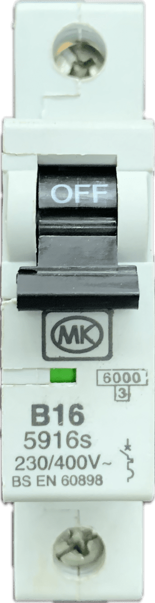 MK MCB B16 16amp 5916s Sentry Type B 6kA BS EN 60898
