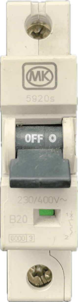 MK MCB B20 20amp 5920s Sentry Type B 6kA