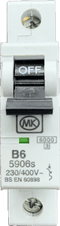MK MCB B6 6amp 5906s Sentry Type B 6kA BS EN 60898