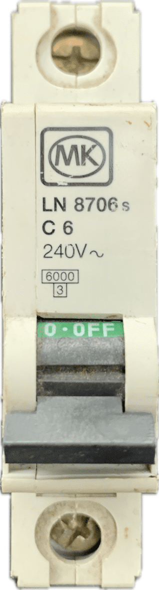 MK MCB C6 6amp LN8706s Sentry Type C 6kA