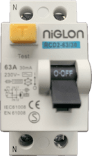 NIGLON RCD2-63/30 63amp 30mA RCD IEC EN 61008 Type AC