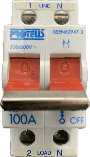 Proteus 100S2 100A DP Main Switch Disconnector Isolator for Proteus Consumer Units AC22B