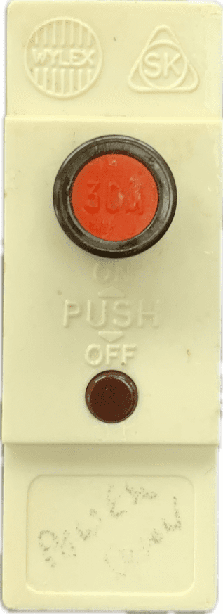 Wylex Plug in MCB 30amp Red Push Button BS3871 1kA