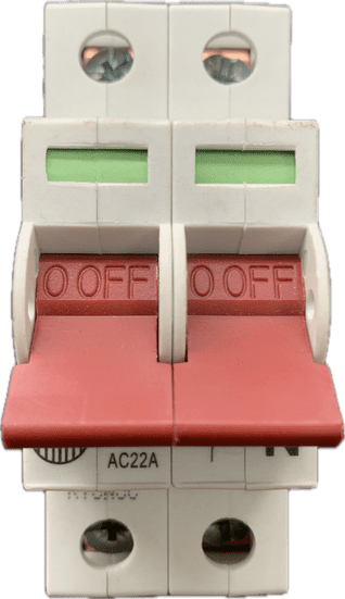 Wylex WS402 40A Double Pole Main Switch Disconnector Isolator AC22 for Small Wylex Consumer Units