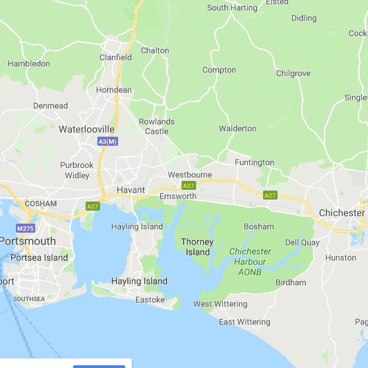 Map Showing Our Emsworth Electrician Service Area