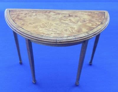 260. Half Moon Table, Veneer Inlay