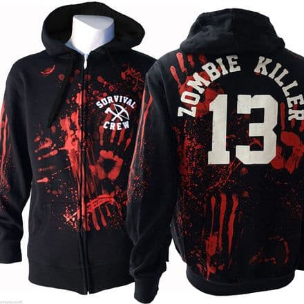 DARKSIDE CLOTHING ZOMBIE KILLER UNISEX ZIPPED HOODED TOP BLOOD SPLAT S M L XL