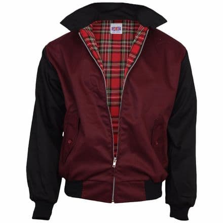 Relco Burgundy & Black Rockabilly Harrington Jacket Retro Indie S - XXL