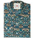 Relco Mens Blue Floral Long Sleeve Shirt Button Down Collar Mod Retro NEW