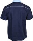 Relco Mens Blue & Navy Bowling Shirt Rockabilly Retro 50s Club Swing Lounge