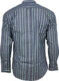 Relco Mens Classic Blue Green Striped Long Sleeved Grandad Shirt 50s 60s Retro