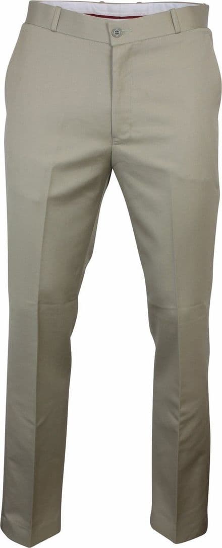 Relco Mens Stay Press Khaki Trousers Sta Press Retro Mod Skin Ska VTG
