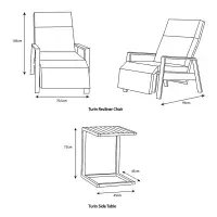 LG Outdoor Turin 3 Piece Recliner Set