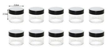 10 x Empty 20g Round Nail Container Jar Pot Clear Plastic Screw Gems Art Pots