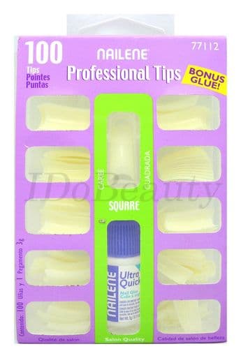 100 NAILENE FALSE NAILS TIP NATURAL SQUARE NAIL TIP 77112