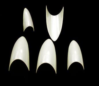 100 STILETTO POINTED POINT FALSE NAILS TIPS ACRYLIC SALON SYSTEM NATURAL WHITE NAIL TIP
